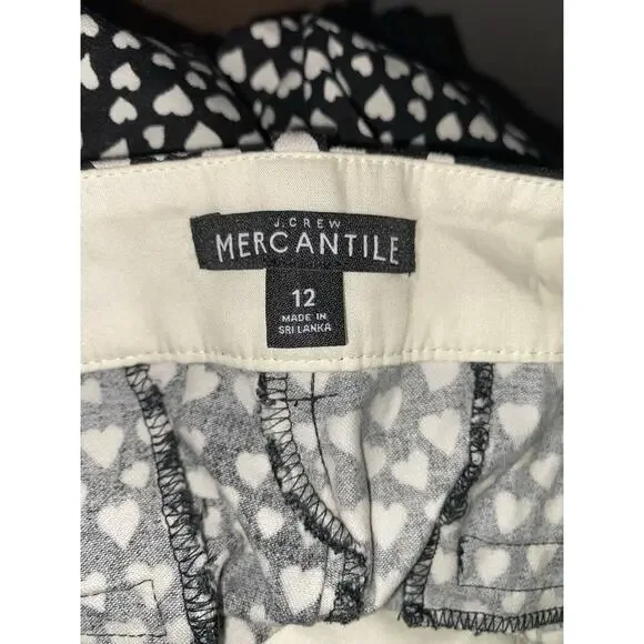 J.Crew Mercantile Heart Print Ankle Pants Size 12 Side Zip Cropped - Picture 6 of 8
